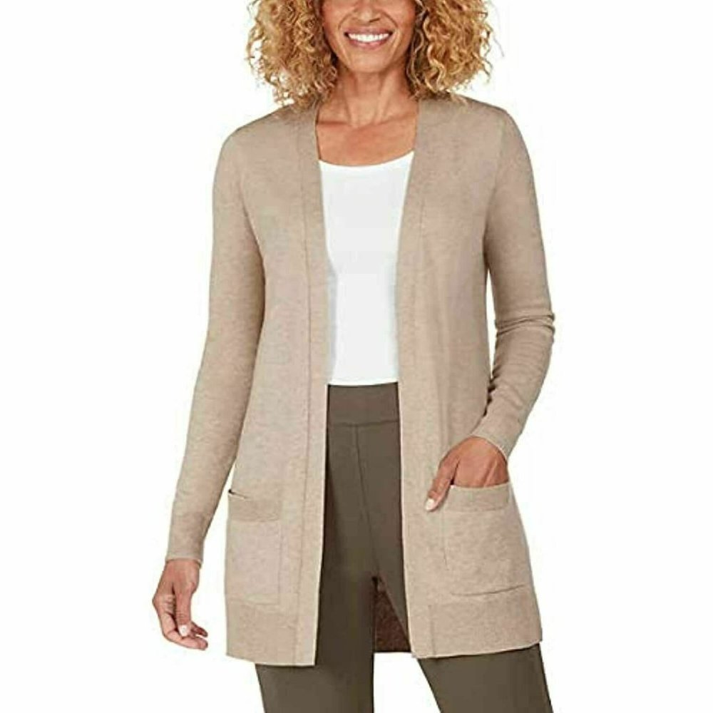 Matty M Women Boyfriend Cardigan-- Heather Natural - Picture 1 of 6